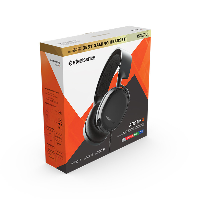 赛睿 (SteelSeries) Arctis 寒冰3 有线耳机耳麦 头戴式耳机 电竞游戏耳机 黑色