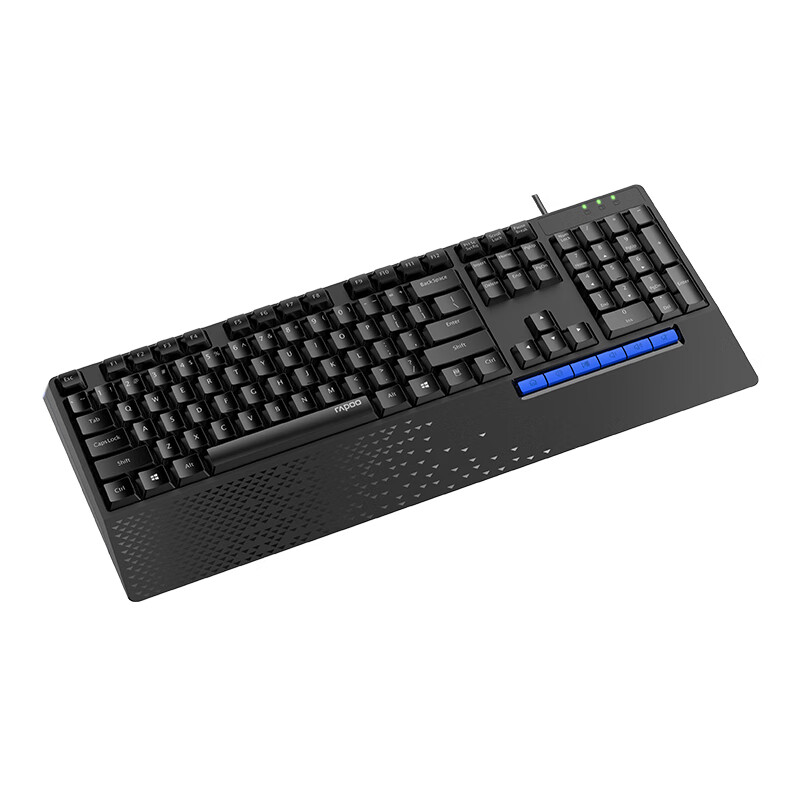 雷柏（Rapoo） NK2000 键盘 有线键盘 办公键盘 全尺寸 一体式掌托 电脑键盘 笔记本键盘 黑色