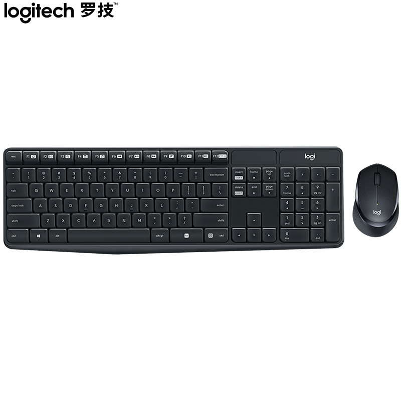 罗技（Logitech）MK315 键鼠套装 无线键鼠套装 办公键鼠套装 轻音 全尺寸 黑色 带无线2.4G接收器