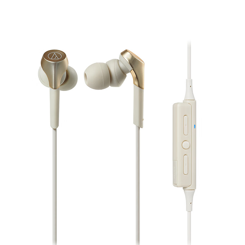 铁三角 CKS550XBT 颈挂式运动无线蓝牙耳机 入耳式重低音 音乐耳机 手机游戏 便携通话 金色