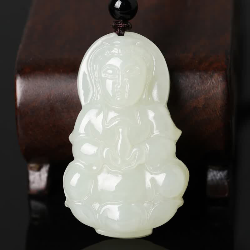 曼丽翠 和田玉观音吊坠玉石项链男女款玉坠赠挂绳附证书
