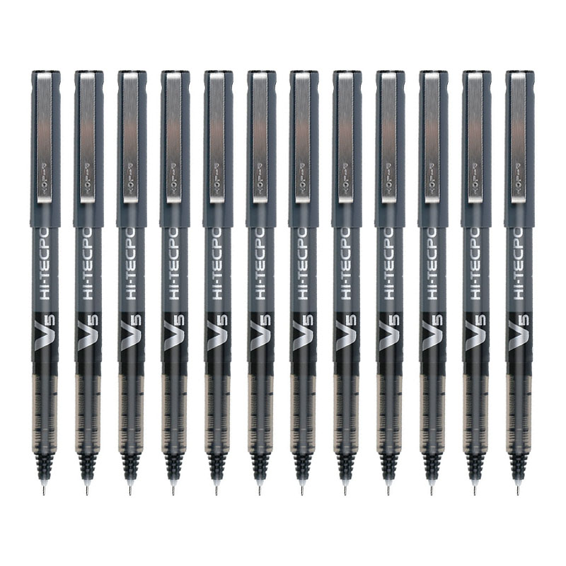 日本百乐（PILOT）BX-V5 直液式走珠笔中性水笔针管笔签字笔 黑色 0.5mm 12支装
