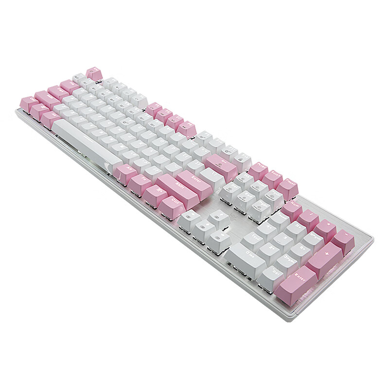 黑峡谷（Hyeku）GK715 机械键盘 有线键盘 游戏键盘 104键 白色背光 可插拔键盘 凯华BOX轴 白粉色 白轴