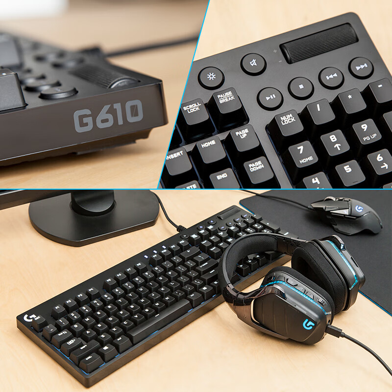 罗技（G）G610机械键盘有线游戏电竞Cherry樱桃轴吃鸡英雄联盟全尺寸键鼠套装 G610红轴+G502HERO