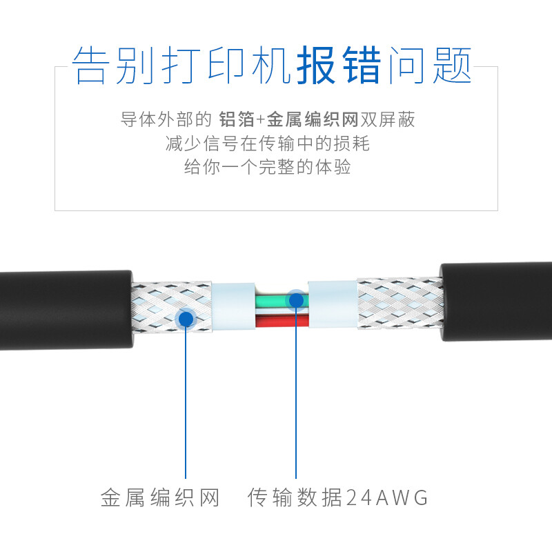 山泽(SAMZHE)  高速USB3.0打印机数据线 A公对B公 AM/BM  方口移动硬盘盒数据连接线 黑色3米 SDY-05C