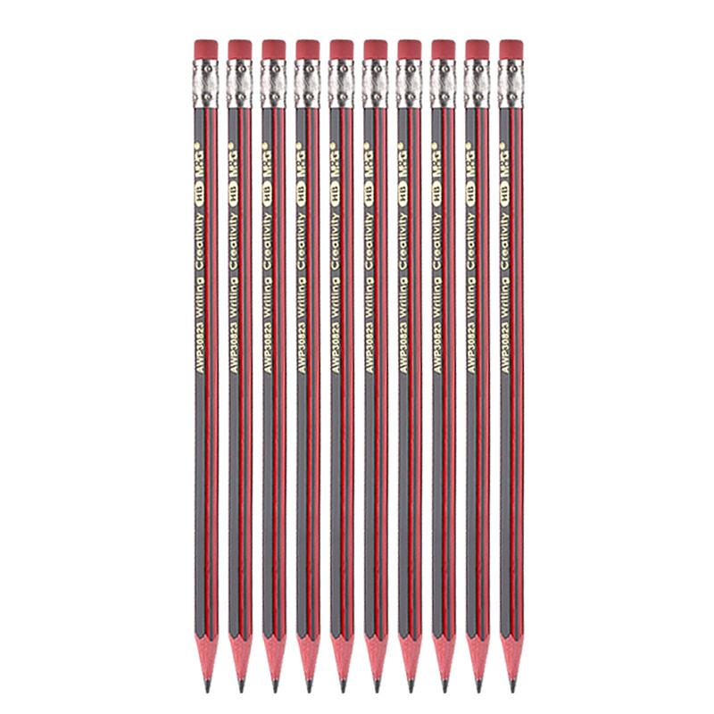 晨光(M&G)文具HB六角木杆铅笔 经典红黑抽条学生考试铅笔 美术素描绘图木质铅笔 10支装AWP30823