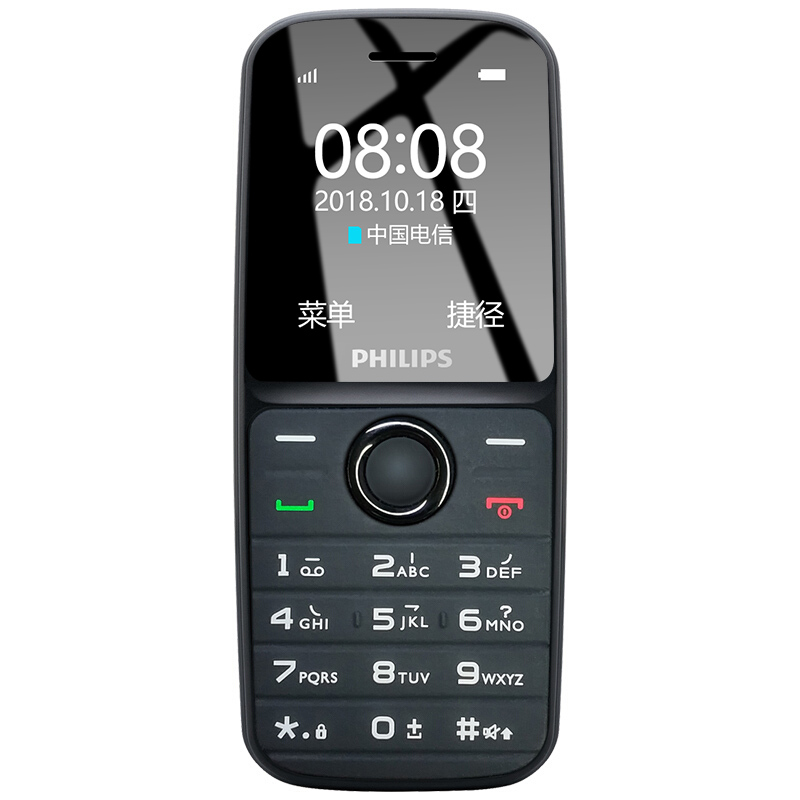 飞利浦（PHILIPS）E109C 陨石黑 防尘 直板按键老人机 电信  老人手机 学生备用老年功能手机 儿童手机