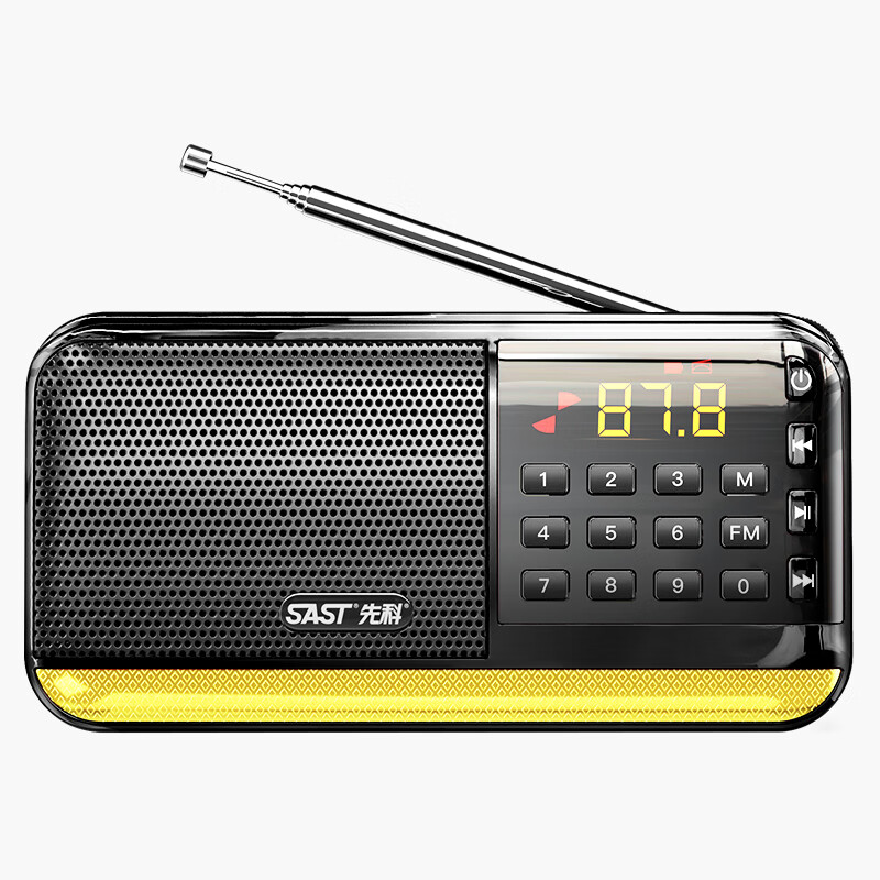先科 SAST V30黑色豪华版 收音机老年人充电式插卡迷你小音响便携式mp3随身听16G内存卡套装