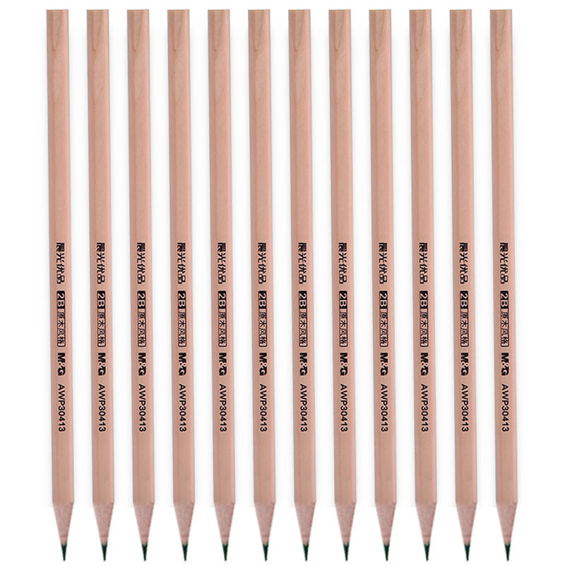 晨光(M&G)文具2B六角木杆铅笔 学生考试原木铅笔 美术素描绘图木质铅笔 50支/盒AWP30413
