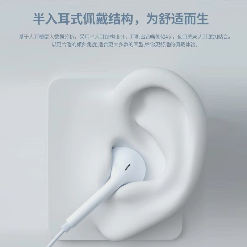 索爱（soaiy）E16 半入耳式有线耳机 手机耳机 音乐耳机 3.5mm接口 电脑笔记本手机适用线长1.5米 白色