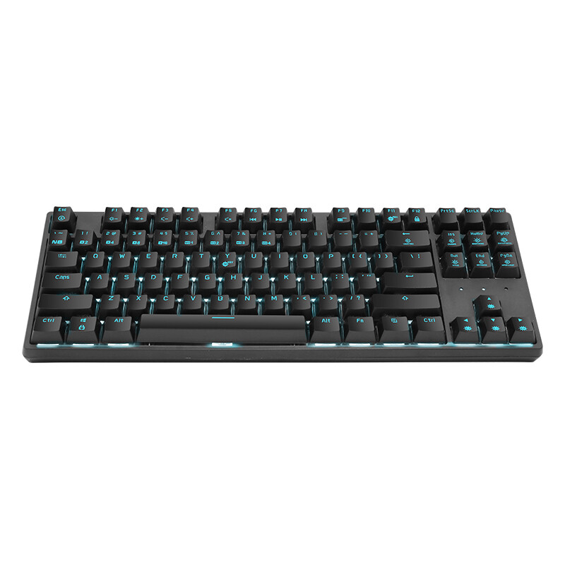 黑峡谷（Hyeku）GK707 机械键盘 有线键盘 游戏键盘 87键 蓝色背光 可插拔键盘 凯华BOX轴 黑色 茶轴