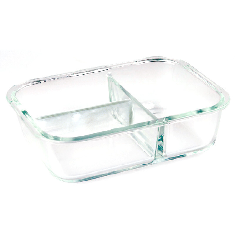 乐扣乐扣LOCK&LOCK玻璃保鲜盒三分隔玻璃饭盒配叉勺餐具大容量1000ml便当盒LLG447CTLG-CHS
