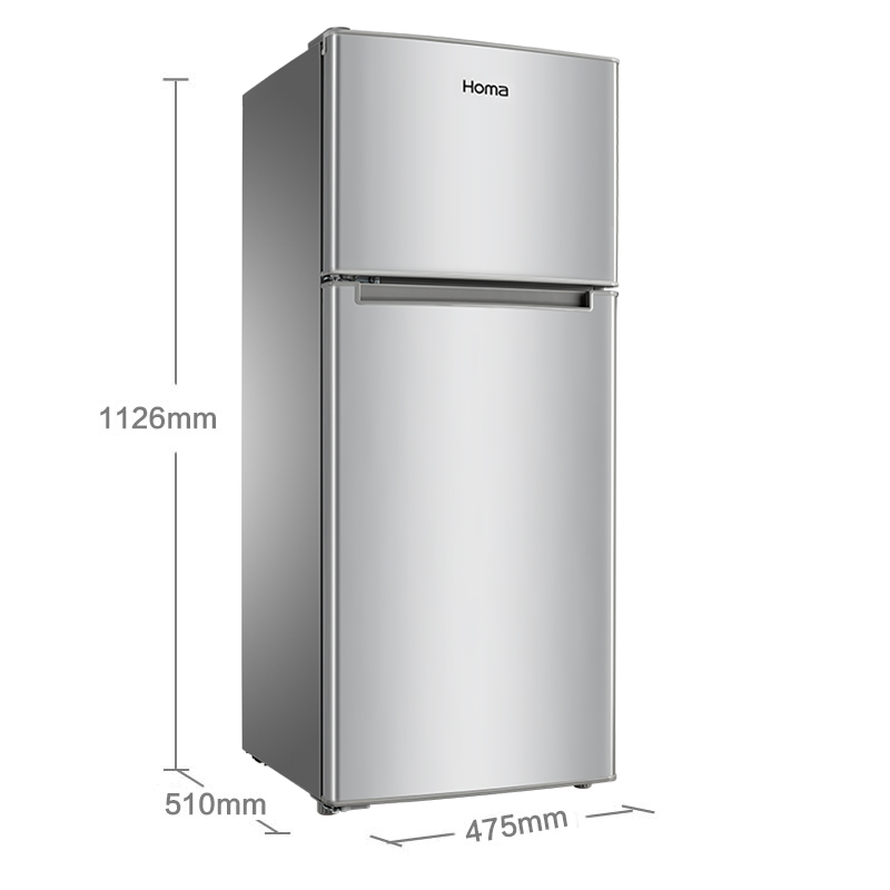 奥马(Homa) 118升 双门小冰箱 家用小型两门电冰箱 宿舍 租房 办公室 迷你节能 PS6环保内胆 银色 BCD-118A5