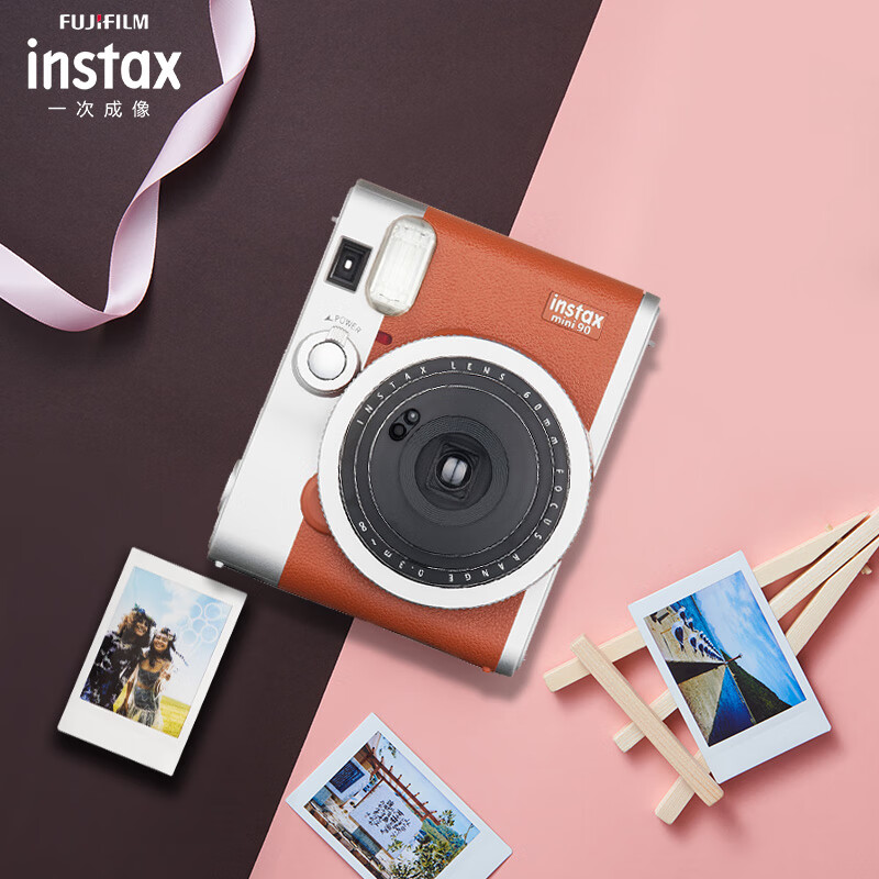 %title插图%num 富士instax立拍立得 一次成像相机 mini90 棕色