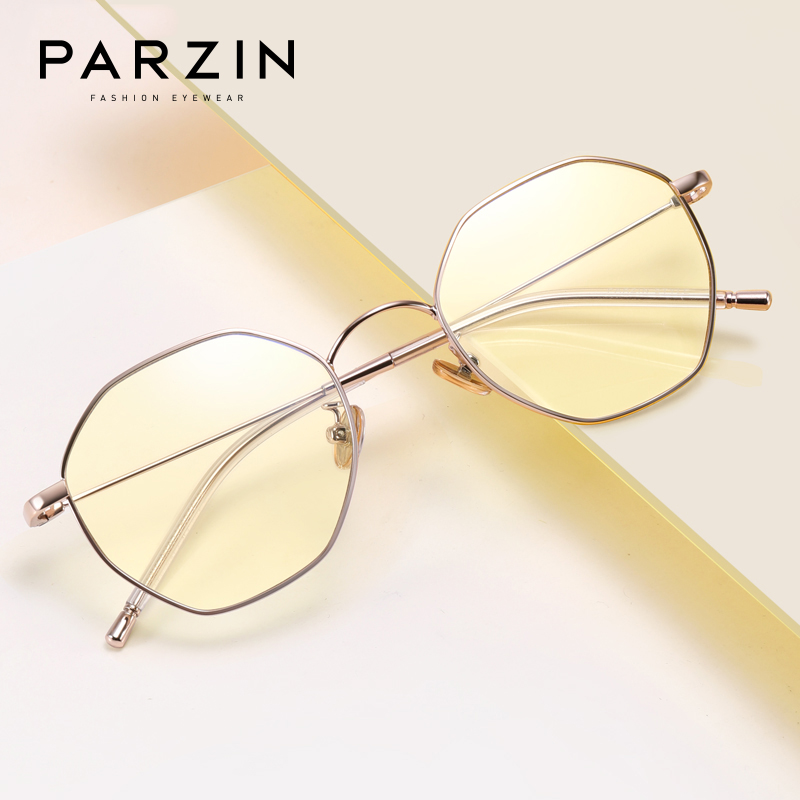 帕森（PARZIN）宋祖儿明星同款防蓝光防辐射眼镜 女士金属多边形电脑护目镜平光镜 15738L