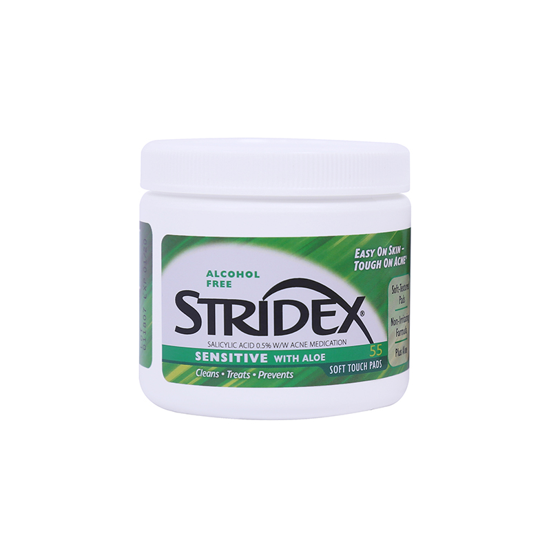 美国Stridex施颜适 0.5%水杨酸棉片【绿色温和型 55片/盒】（刷酸痘印黑头闭口粉刺 二次清洁面 收缩毛孔）