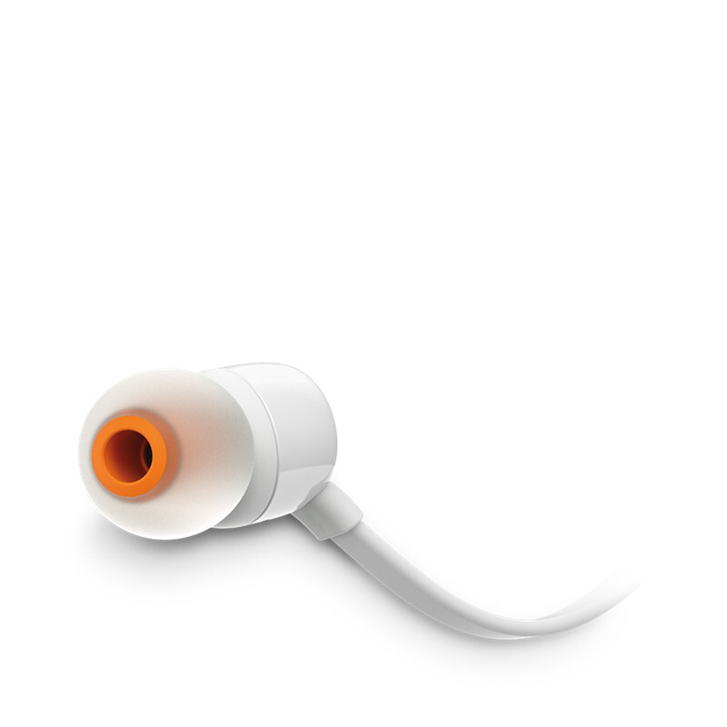 JBL T110 立体声入耳式耳机耳麦 运动耳机 电脑游戏耳机 手机有线耳机带麦可通话 珍珠白