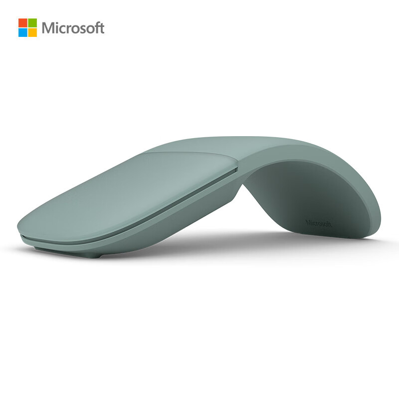 微软 (Microsoft) Arc 鼠标 仙茶绿 | 弯折设计 轻薄便携 全滚动平面 蓝影技术 蓝牙鼠标 人体工学 办公鼠标