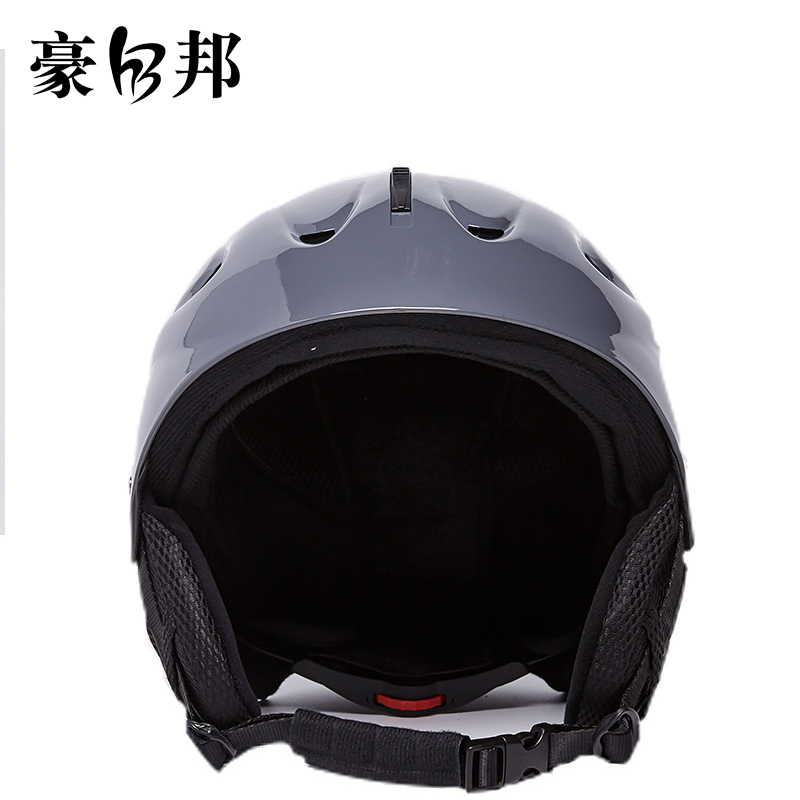 豪邦滑雪头盔单板滑雪头盔双板运动防护头盔亚洲版大码滑雪头盔TK007 亮灰色 L码(建议成年男士)