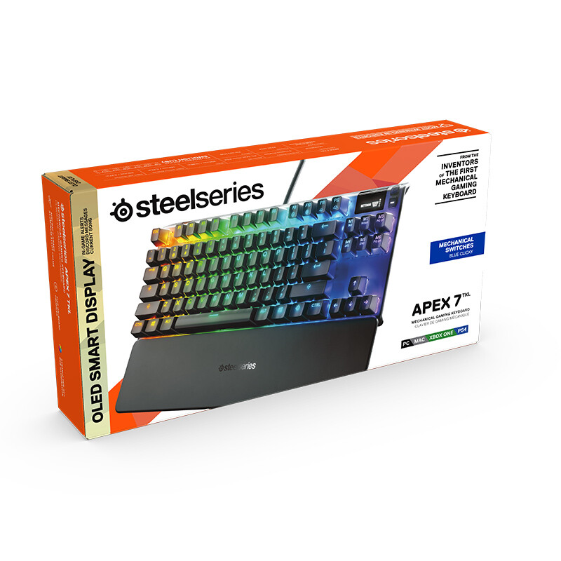 赛睿 (SteelSeries) Apex 7 TKL 黑色 全新按键体验 OLED屏幕 红轴 游戏机械键盘