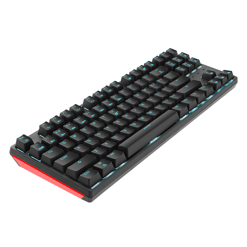 黑峡谷（Hyeku）GK707 机械键盘 有线键盘 游戏键盘 87键 蓝色背光 可插拔键盘 凯华BOX轴 黑色 茶轴
