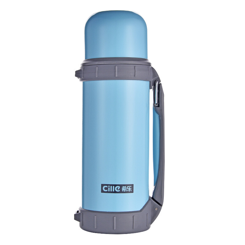 希乐 保温壶户外旅行壶1.1L 不锈钢真空保温瓶暖瓶车载运动水壶 蓝色  DS-1100A