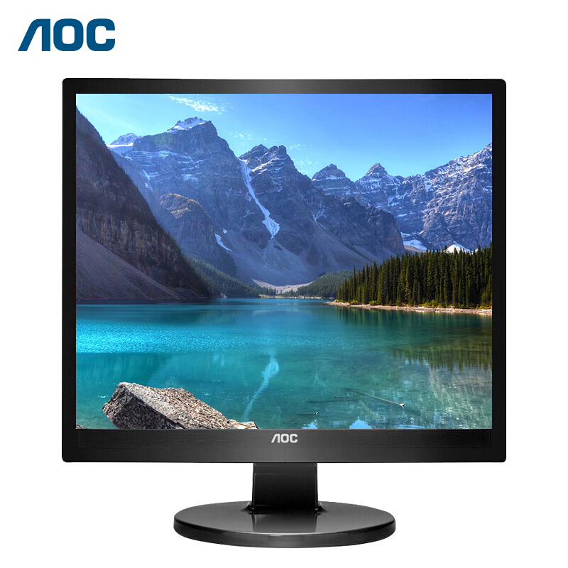 AOC电脑显示器 17英寸 5:4不闪屏 可壁挂 LED背光节能 商务办公显示屏E719SD/BK