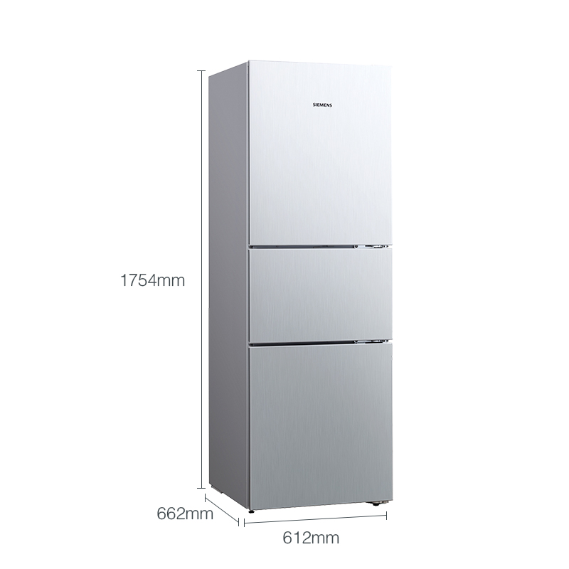 西门子(SIEMENS) 274升 三门冰箱 三循环零度保鲜 保湿 精确控温（拉丝银） BCD-274(KG28FA29EC)