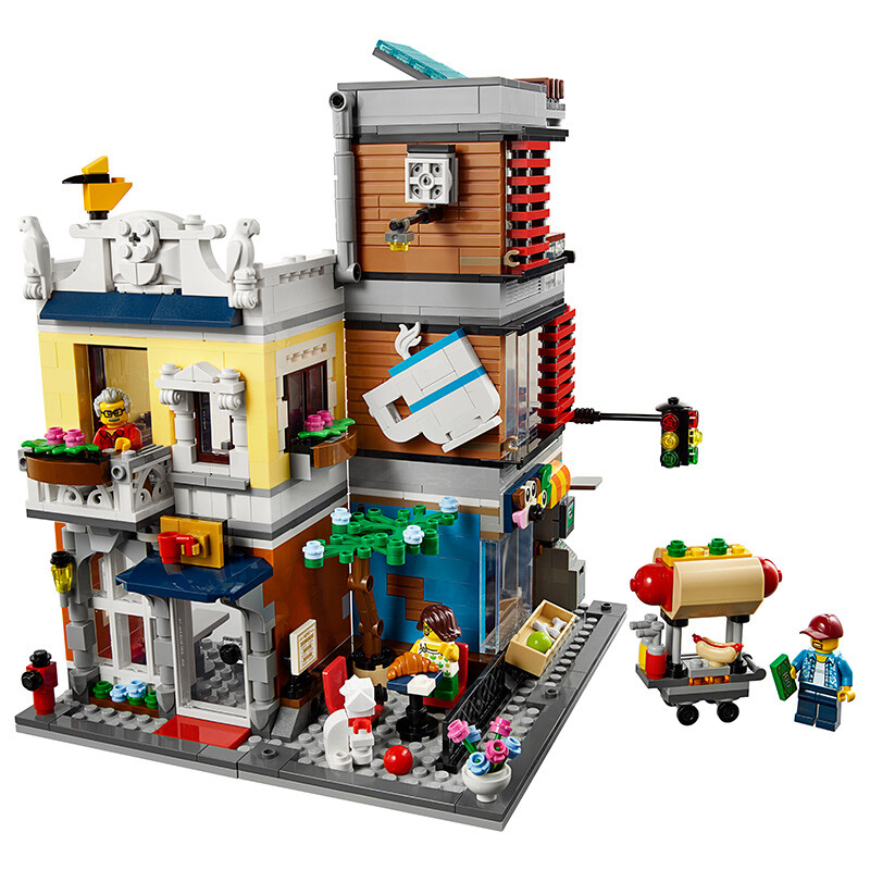 乐高lego积木创意百变系列31097宠物店和咖啡厅排楼9岁儿童玩具男孩