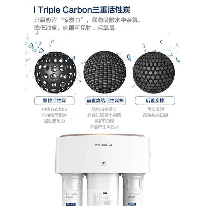 沁园(TRULIVA) 厨下式家用台下净水器 低废水 反渗透RO膜过滤直饮机 KRT3820