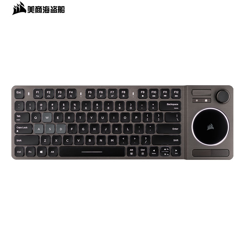 美商海盗船 (USCORSAIR) K83 Wireless 键盘 无线键盘 多媒体键盘 全尺寸 触摸板 导航键 白色灯光 黑色