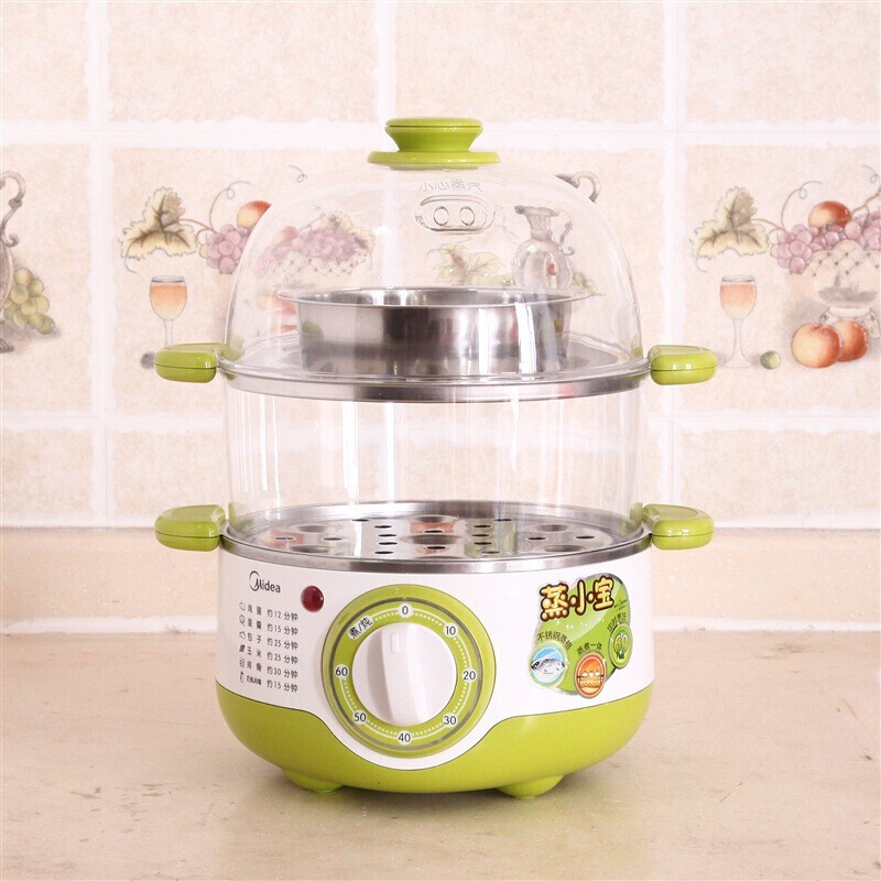 美的（Midea）煮蛋器 家用早餐机 多用电蒸锅 智能防干烧 草绿色 SYH18-2A