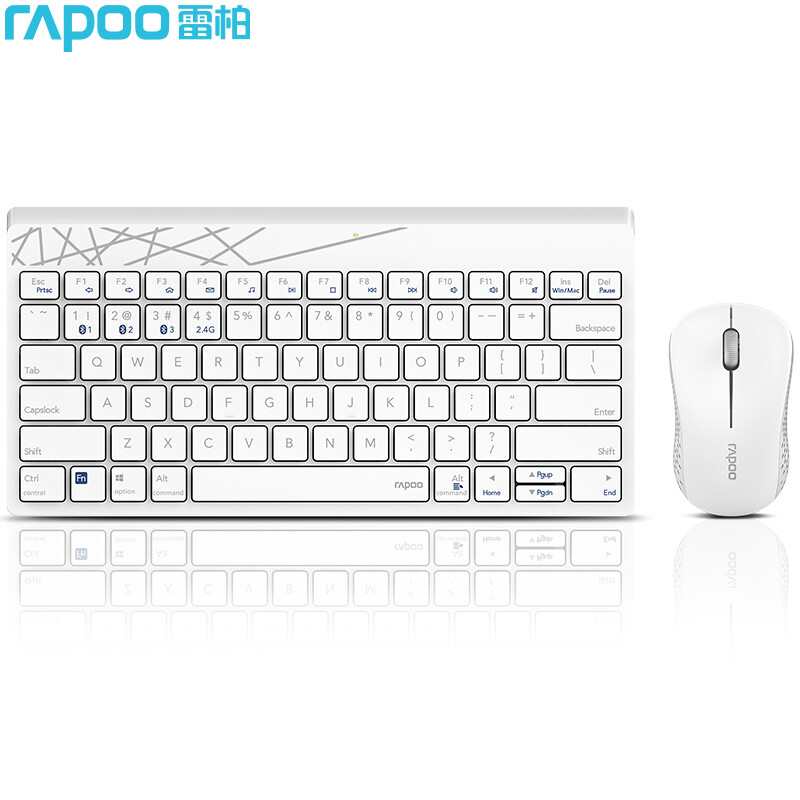 雷柏（Rapoo） X221T 键鼠套装 无线蓝牙键鼠套装 办公键盘鼠标套装 无线键盘 蓝牙键盘 ipad键盘 白色