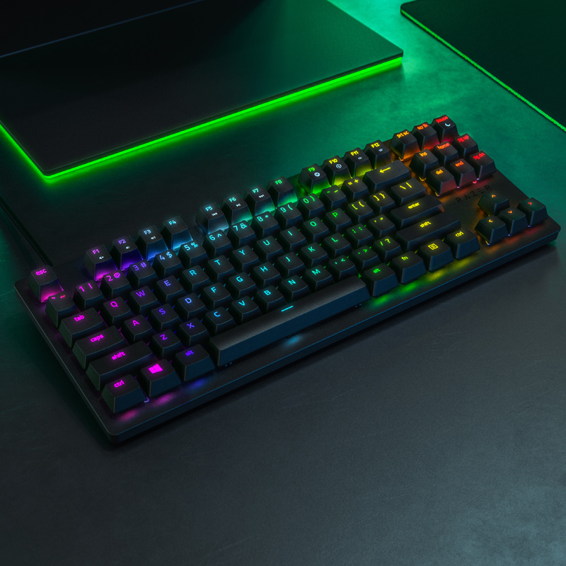 雷蛇 Razer 猎魂光蛛竞技版 线性光轴 机械键盘 有线键盘 游戏键盘 87键 RGB幻彩 电竞 黑色