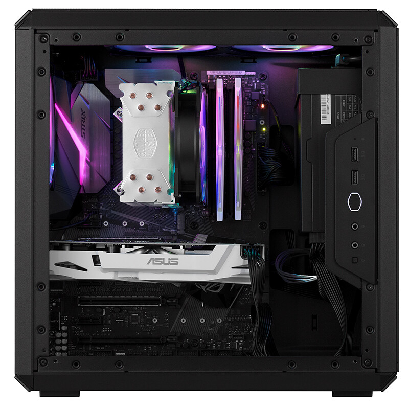 酷冷至尊(CoolerMaster)MasterBox Q500L 迷你机箱(ATX/配两块防尘网/透明侧板/电源上置/支持长显卡)