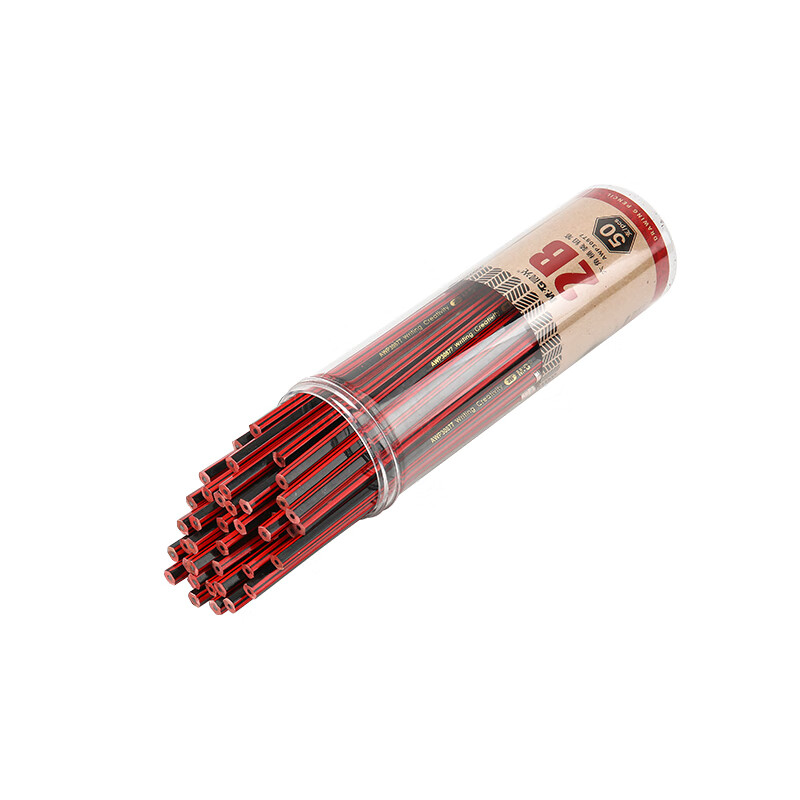晨光(M&G)文具2B六角木杆铅笔 经典红黑抽条铅笔 学生素描绘图木杆铅笔(带橡皮头) 50支/桶AWP30877