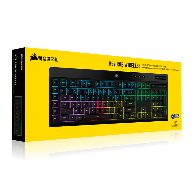 美商海盗船 (USCORSAIR) K57 RGB WIRELESS 键盘 无线连接 游戏键盘 全尺寸 RGB背光 宏编程 黑色