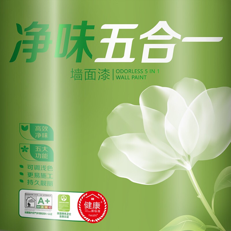 三棵树内墙漆乳胶漆健康 净味五合一墙面漆白色 15l