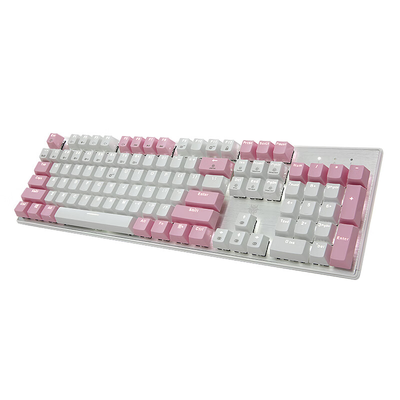 黑峡谷（Hyeku）GK715 机械键盘 有线键盘 游戏键盘 104键 白色背光 可插拔键盘 凯华BOX轴 白粉色 红轴