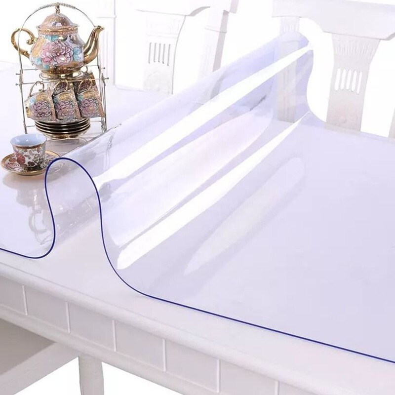 软玻璃桌垫餐桌布环保PVC透明台布防水防油水晶板塑料长方形茶几垫磨砂耐高温防烫胶垫办公桌支持定制 纯色透明 厚度1.0mm 60*120cm