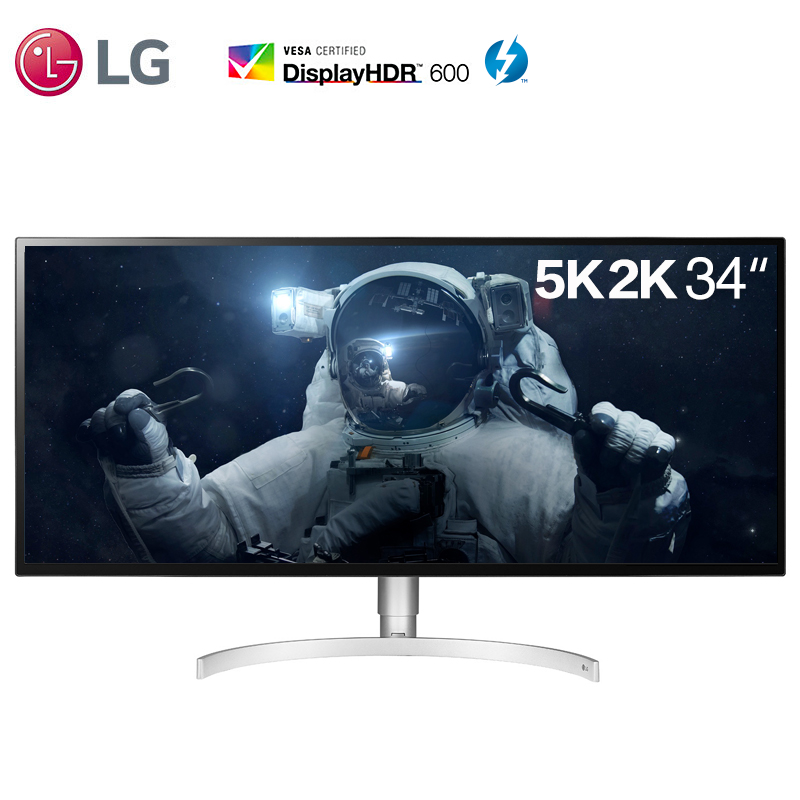 LG 34英寸 5K2K 雷电3可85W反向充电 NanoIPS屏 HDR600 DCI-P398% 21:9超宽带鱼屏  显示器 34WK95U-W