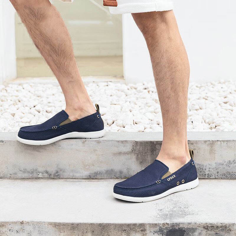 crocs男鞋卡骆驰休闲鞋男士低帮帆布鞋平底一脚蹬单鞋便鞋/11270 深蓝
