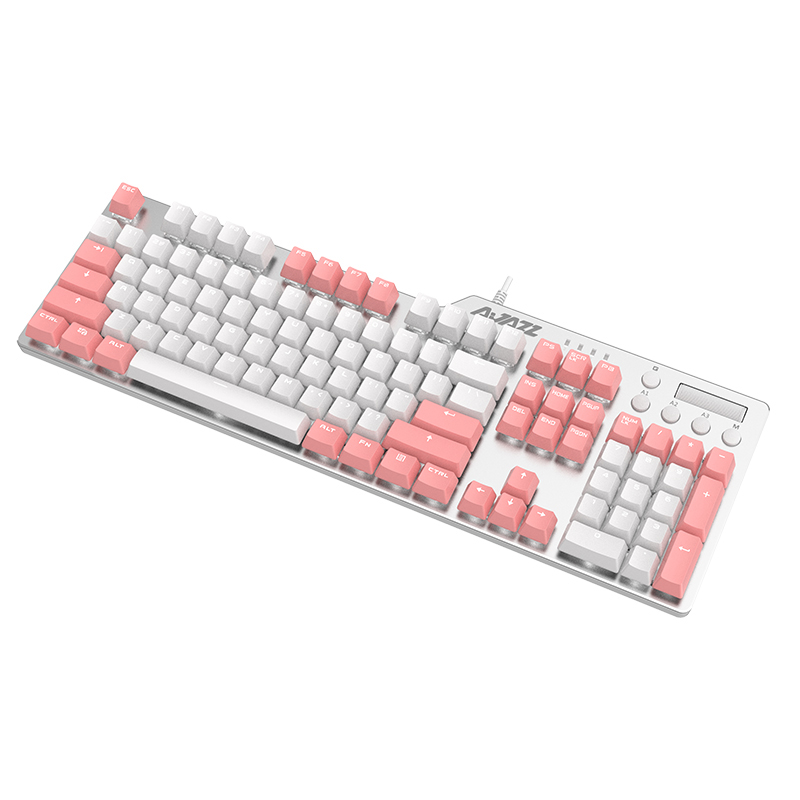 黑爵（AJAZZ）刺客Ⅱ合金机械键盘AK35i PBT版 粉白色 青轴 可爱女生 游戏 背光 办公 电脑 笔记本 吃鸡键盘