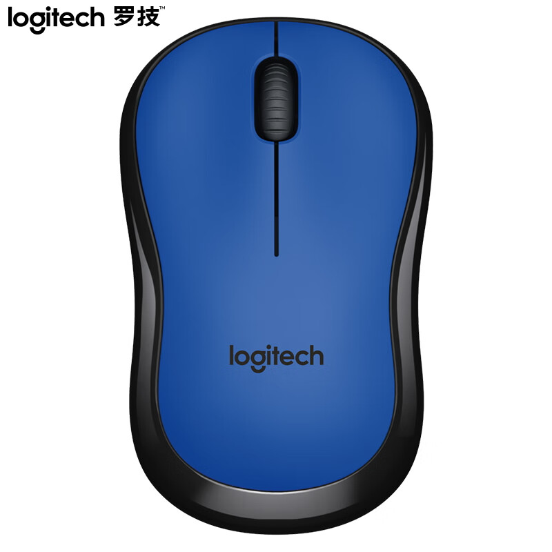 罗技（Logitech）M220 轻音鼠标 无线鼠标 办公鼠标 对称鼠标 带无线微型接收器 蓝黑色