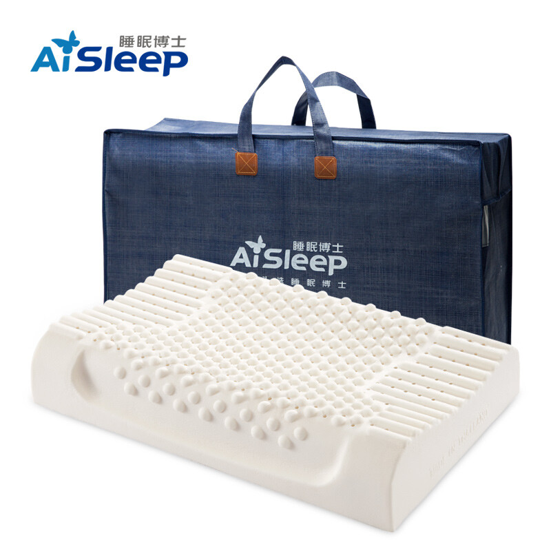 睡眠博士（AiSleep）枕头 释压按摩颗粒泰国乳胶枕进口天然乳胶枕 成人睡眠橡胶波浪颈椎枕芯