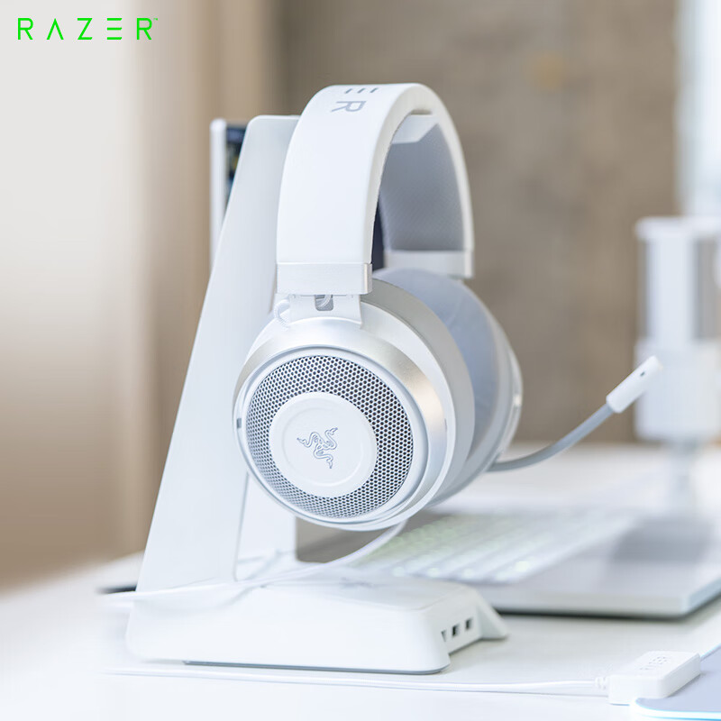 雷蛇（Razer）北海巨妖 水银版 2019新款 7.1虚拟环绕声 清凉凝胶耳罩 电竞电脑有线游戏耳机