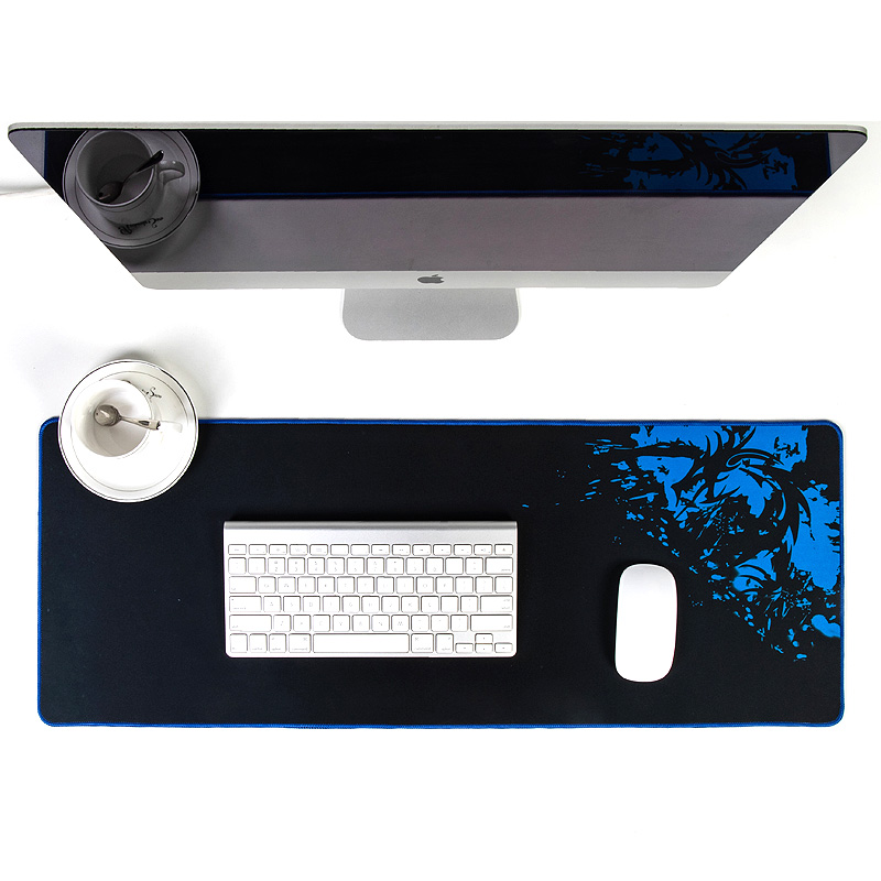 灵蛇（LINGSHE）鼠标垫 800*300*3超大加厚游戏鼠标垫 精密锁边 可水洗P81黑蓝 礼盒装