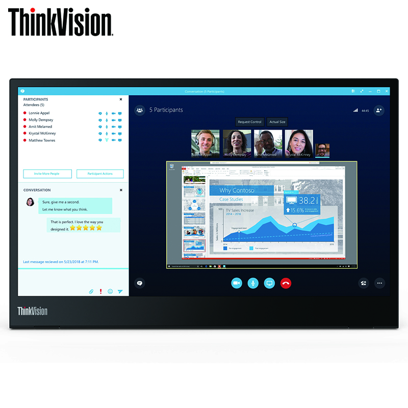 联想（ThinkVision）便携显示器 14英寸 IPS屏 Type-C接口 高清显示屏 一体式可折叠 手机电脑笔记本M14