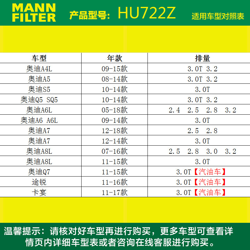 曼牌HU722z怎么样？性价比高吗？