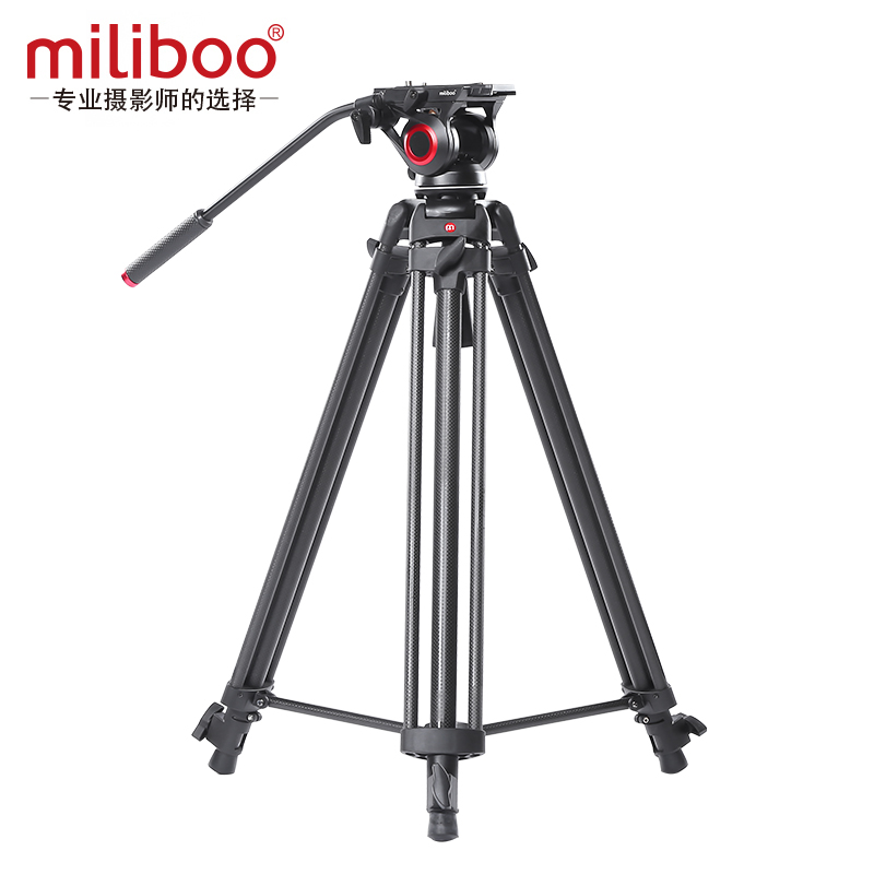 miliboo米泊MTT606B 摄像机三脚架打鸟单反三角架 摄影相机架 碳纤维带液压云台套装